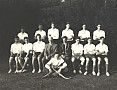 Bob Gabaldoni 2nd from left at back, Bob Marshall far right seated, Goalie is Fabrega -  BobG4 1212x926 - (104057 bytes)