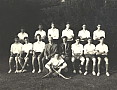 Bob Gabaldoni 2nd from left at back, Bob Marshall far right seated, Goalie is Fabrega -  BobG4 1212x926 - (104057 bytes)